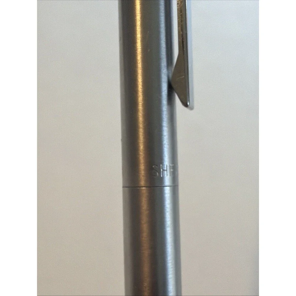 Sheaffer White Dot Vintage Ballpoint Twist Pen Made USA Matt Silver Ink Works